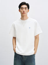 Men's White Textured Spliced T-Shirt